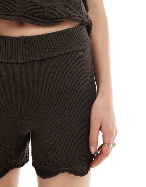Vero Moda – Chokladbrun, virkade shorts, del av set, 4 av 5
