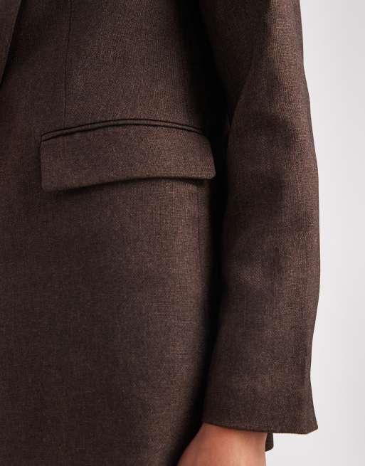 Vero Moda - Chokoladebrun skræddersyet oversized blazer med tweed-look - Del af sæt, 4 af 4