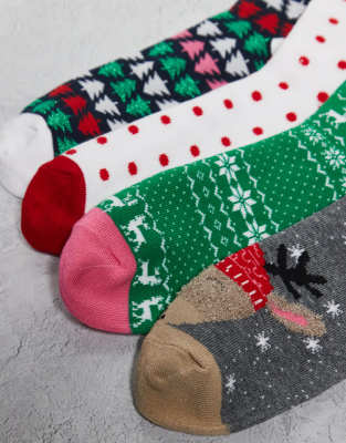 Vero Moda Christmas 4 Pack Socks In Multi
