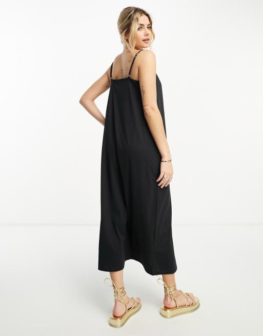 Vero Moda chuck on cami maxi dress in black