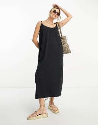 Vero Moda chuck on cami maxi dress in black
