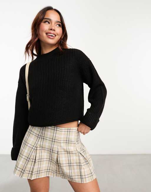 Cotton On cozy crew neck cropped pullover in black