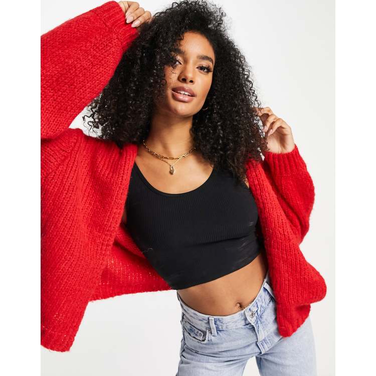 Vero Moda chunky cardigan in red ASOS