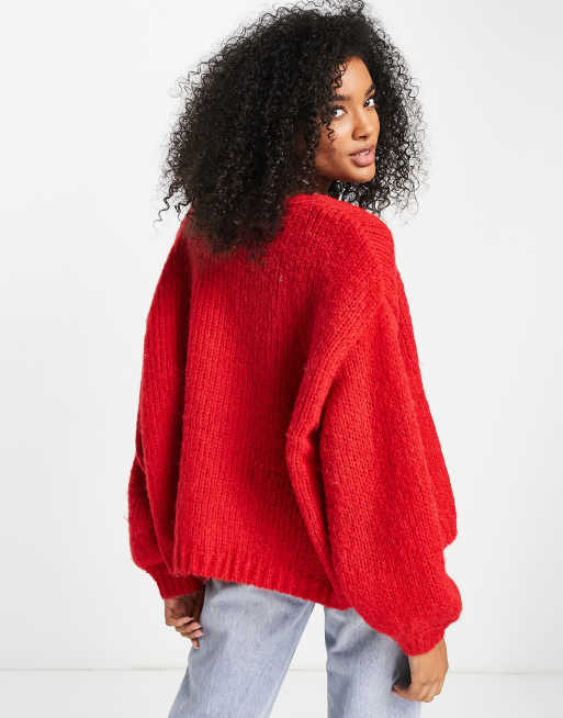 Dødelig karakter Formindske Vero Moda chunky cardigan in red | ASOS