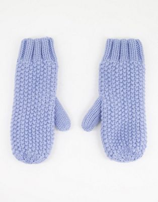 Vero Moda chunky knit mittens in blue