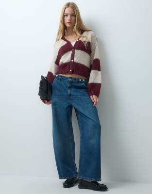 Vero Moda Chunky Knit V-neck Cardigan In Red
