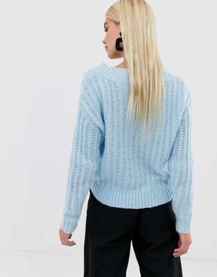 v neck chunky knit jumper