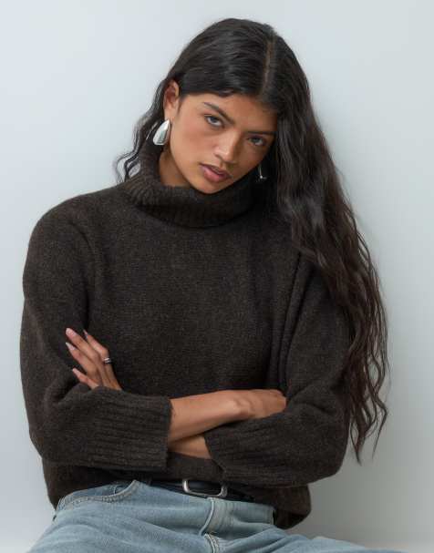 Vero Moda chunky roll neck jumper in chocolate brown - view 1
