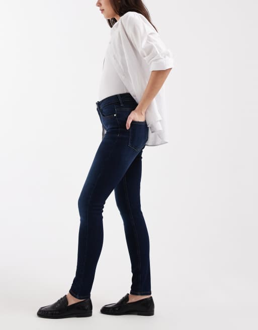 Vero Moda – Ciemnoniebieskie jeansy ze średnim stanem o obcisłym kroju, 3 z 5
