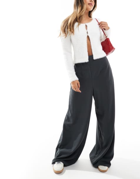 Vero Moda jersey crepe super wide leg trousers in asphalt grey