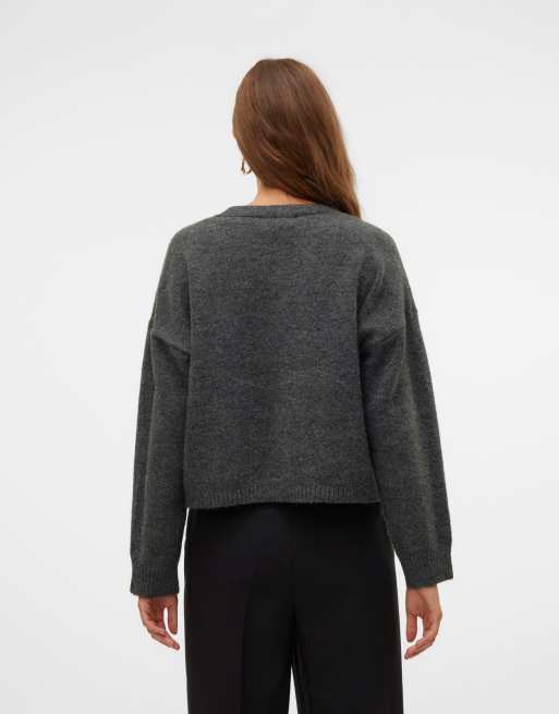 Vero Moda – Ciemnoszary melanżowy kardigan, 2 z 6
