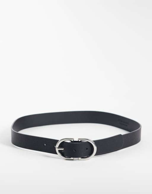 Vero Moda cintura spalmata con dettagli metallici argentati nera