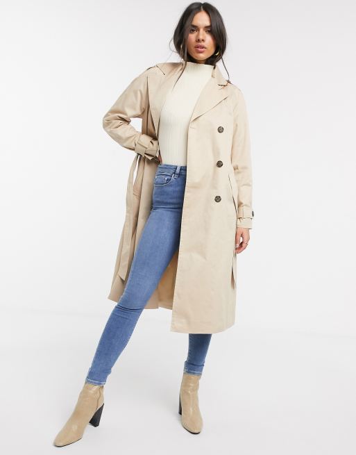 Monetære Korrekt foretrækkes Vero Moda classic trench coat in beige | ASOS