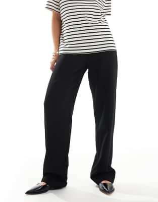 clean straight leg dress pants in black