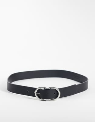 Vero Moda Coated Belt With Silver Hardware In Black