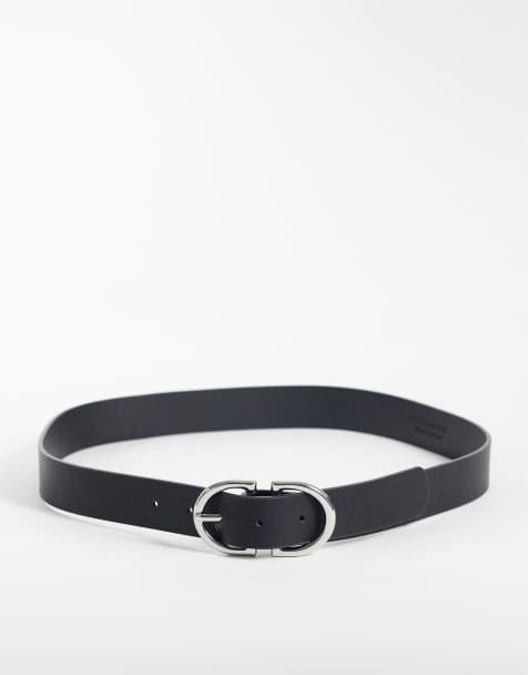 Vero Moda coated belt with silver hardware in black - view 1