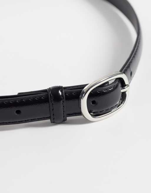 Vero Moda coated belt with silver hardware in black, 2 of 3