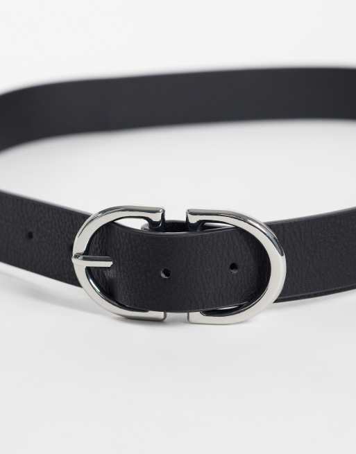 Vero Moda coated bælte med sølvfarvet hardware i sort, 2 af 3