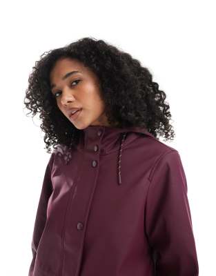 Vero Moda Coated Rain Jacket With Hood In Red
