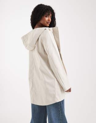 Vero Moda Coated Rain Jacket With Hood In Neutral