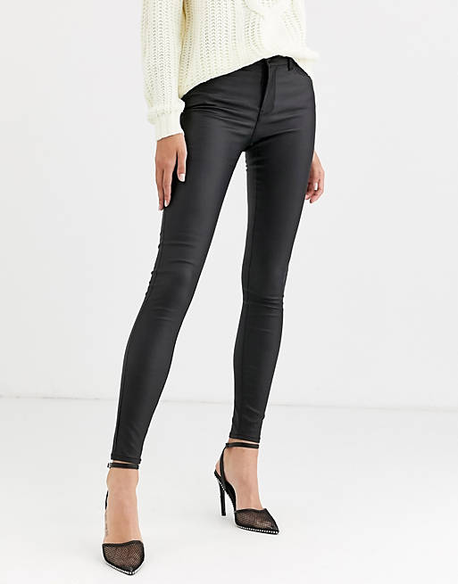 Vero Moda coated skinny jeans in black | ASOS