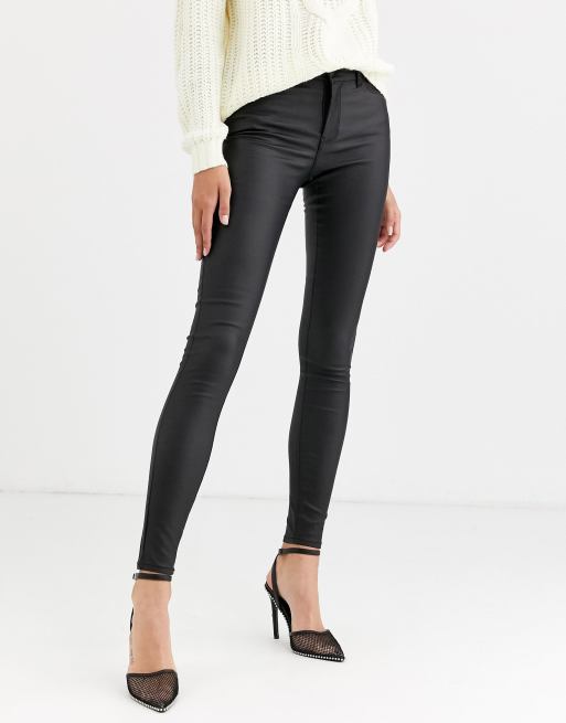 Lave Alert udsende Vero Moda coated skinny jeans in black | ASOS