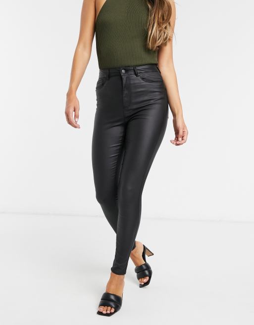 Premonition Specialisere komme Vero Moda coated skinny jeans with high rise in black | Nasscorp