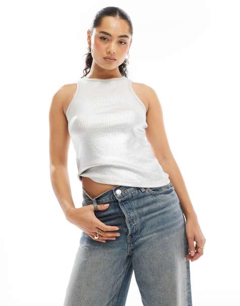 Vero Moda coated tank top in silver - view 1