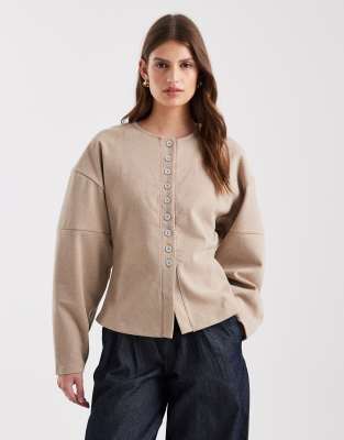 Vero Moda Cocoon Sleeve Structured Jersey Cardigan In Neutral