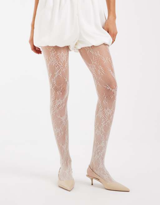 Vero Moda collant con dettagli in pizzo neutri
