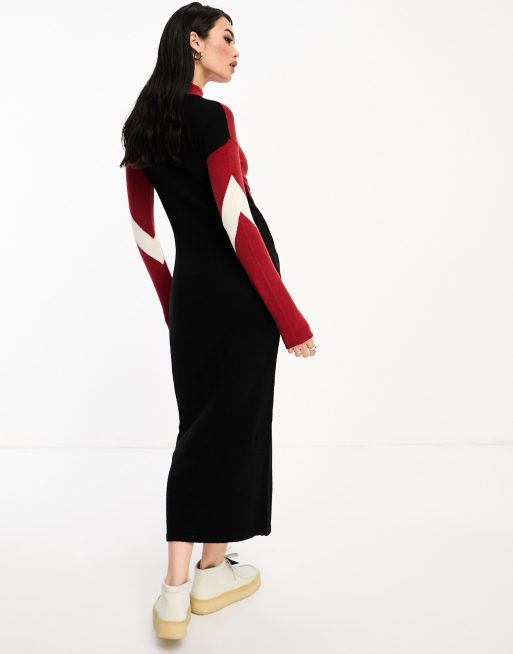 Vero Moda color block knitted maxi dress in multi | ASOS