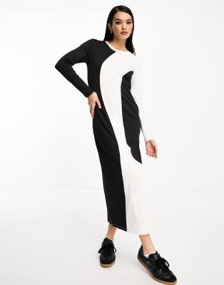 Vero moda colourblock jersey midi dress in mono