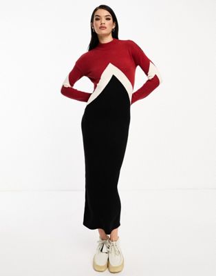 Vero Moda colourblock knitted maxi dress in multi
