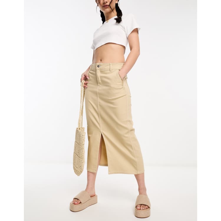 Vero Moda column denim skirt in cream ASOS