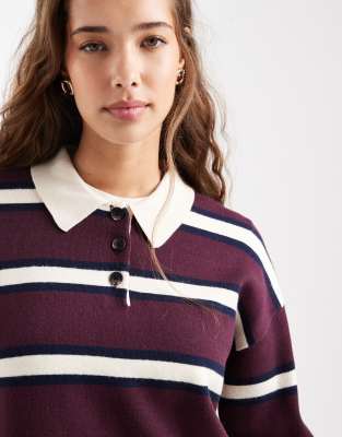 Vero Moda Compact Knit Rugby Top In Multi