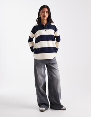 Vero Moda Compact Knit Rugby Top In Multi