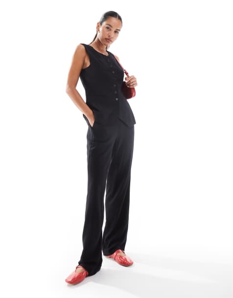 Vero Moda - Completo nero composto da gilet accollato e pantaloni dritti - view 1