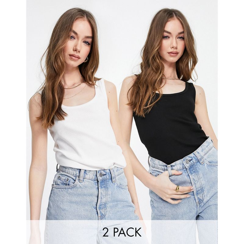 Donna T-shirt e Canotte Vero Moda - Confezione da 2 top senza maniche bianco e nero
