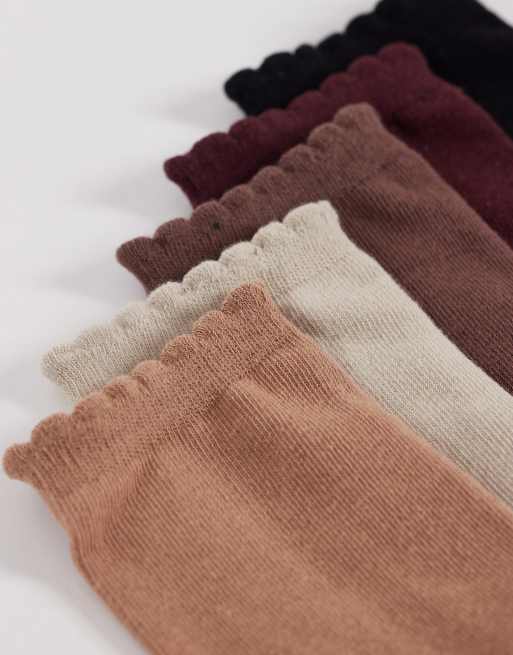 Vero Moda - Confezione da 5 paia di calzini neutri con parte superiore smerlata, 3 di 3