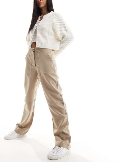 Vero Moda contrast stitch chino pants in beige
