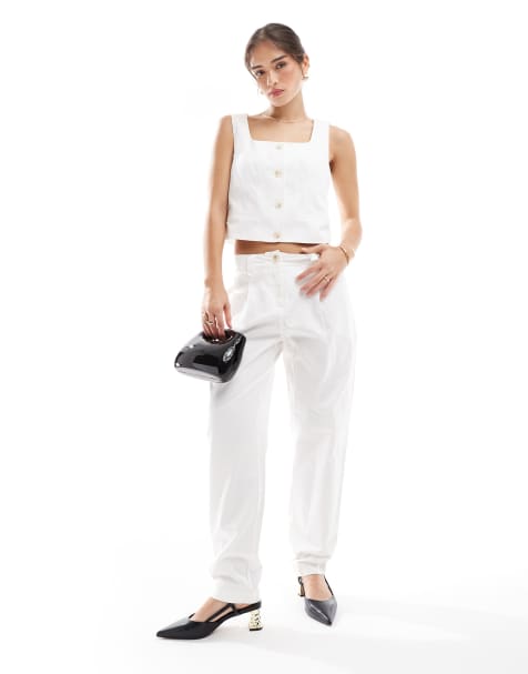 Vero Moda - Coordinato sartoriale bianco con gilet con scollo quadrato e pantaloni con gamba a cilindro - view 1