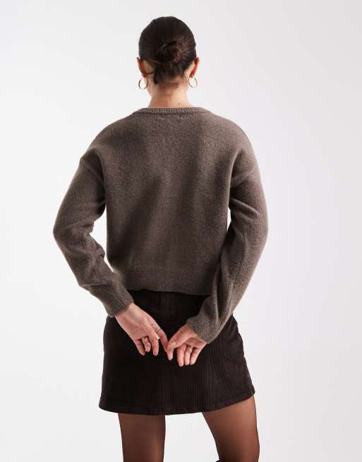 Vero Moda – Cord-Minirock mit Schlitz vorn in Schokobraun, 3 von 5