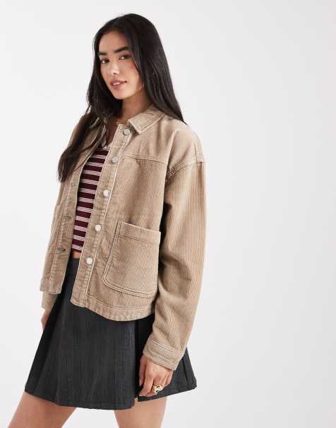 Vero Moda cord overshirt in mink - view 1