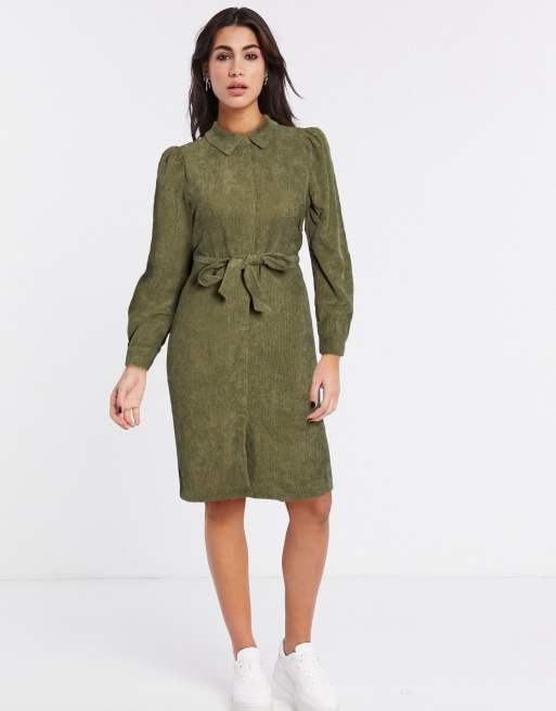 Inspicere Korrekt skorsten Vero Moda cord shirt dress in green | ASOS