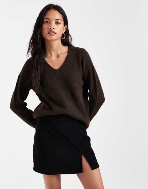 Vero Moda corduroy notch front mini skirt in black - view 1