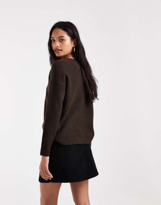 Vero Moda corduroy notch front mini skirt in black, 5 of 5