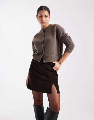 Vero Moda Corduroy Notch Front Mini Skirt In Brown