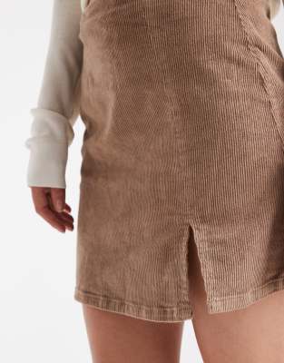 Vero Moda Corduroy Notch Front Mini Skirt In Neutral