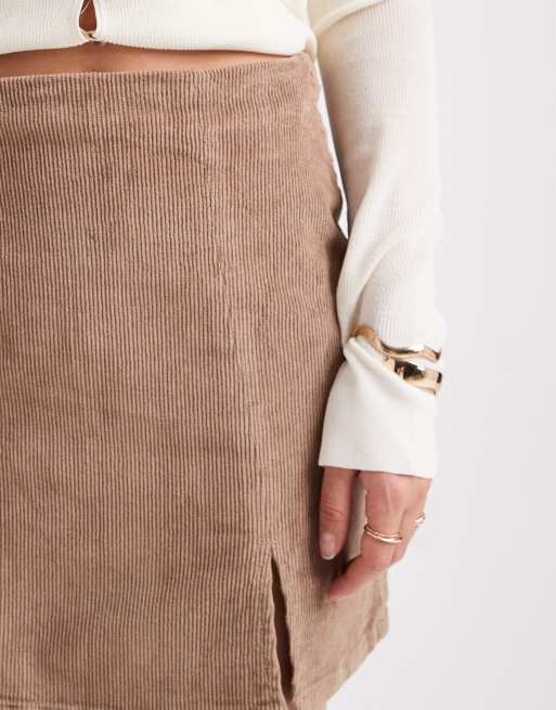 Vero Moda corduroy notch front mini skirt in mink, 5 of 5