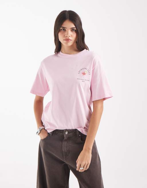 Vero Moda cosmoplitan graphic T-shirt in pink, 3 of 4